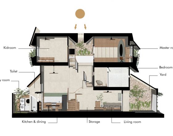 Nhà phố 132 m2 thiết kế theo nghệ thuật gấp giấy Nhật Bản
