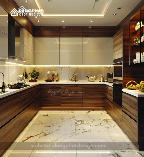 BẾP CHỮ U | BẾP GỖ CÔNG NGHIỆP MDF 