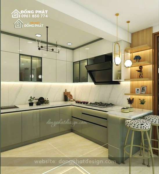 TỦ BẾP CHỮ L | TỦ BẾP GỖ CÔNG NGHIỆP MDF 